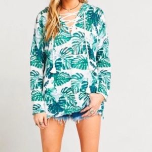 Show Me Your Mumu Barefoot Hoodie - in  Teal Palm Knit